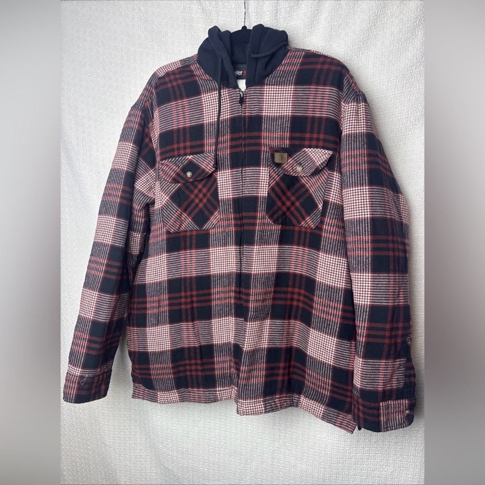 Wrangler‎ Red and Black Plaid Cardigan Sweater